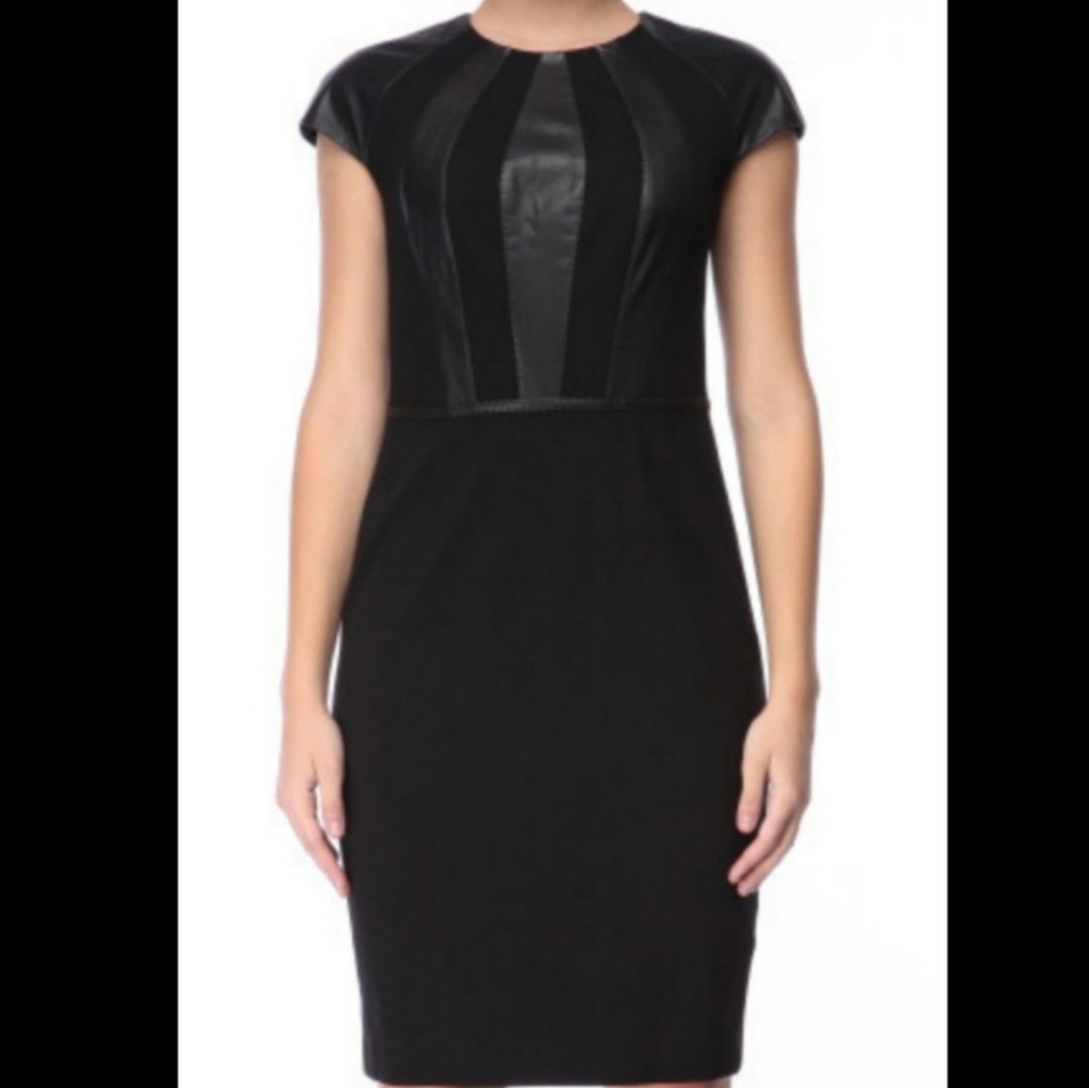 NWT Escada  Little Black Dress   leather panel dress